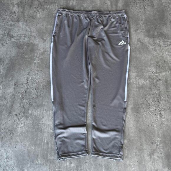 Vintage Y2K Adidas Grey & White Three Stripes Technical Cyber Grunge Sweatpants - Picture 1 of 4